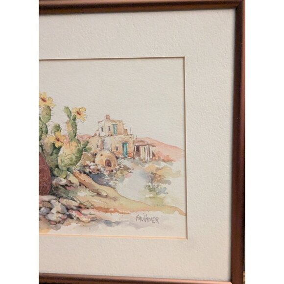 Watercolor Painting Signed By Faulkner With Copper Frame 10.5" X 8" - Picture 3 of 11